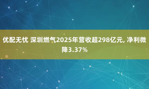 优配无忧 深圳燃气2025年营收超298亿元, 净利微降3.37%